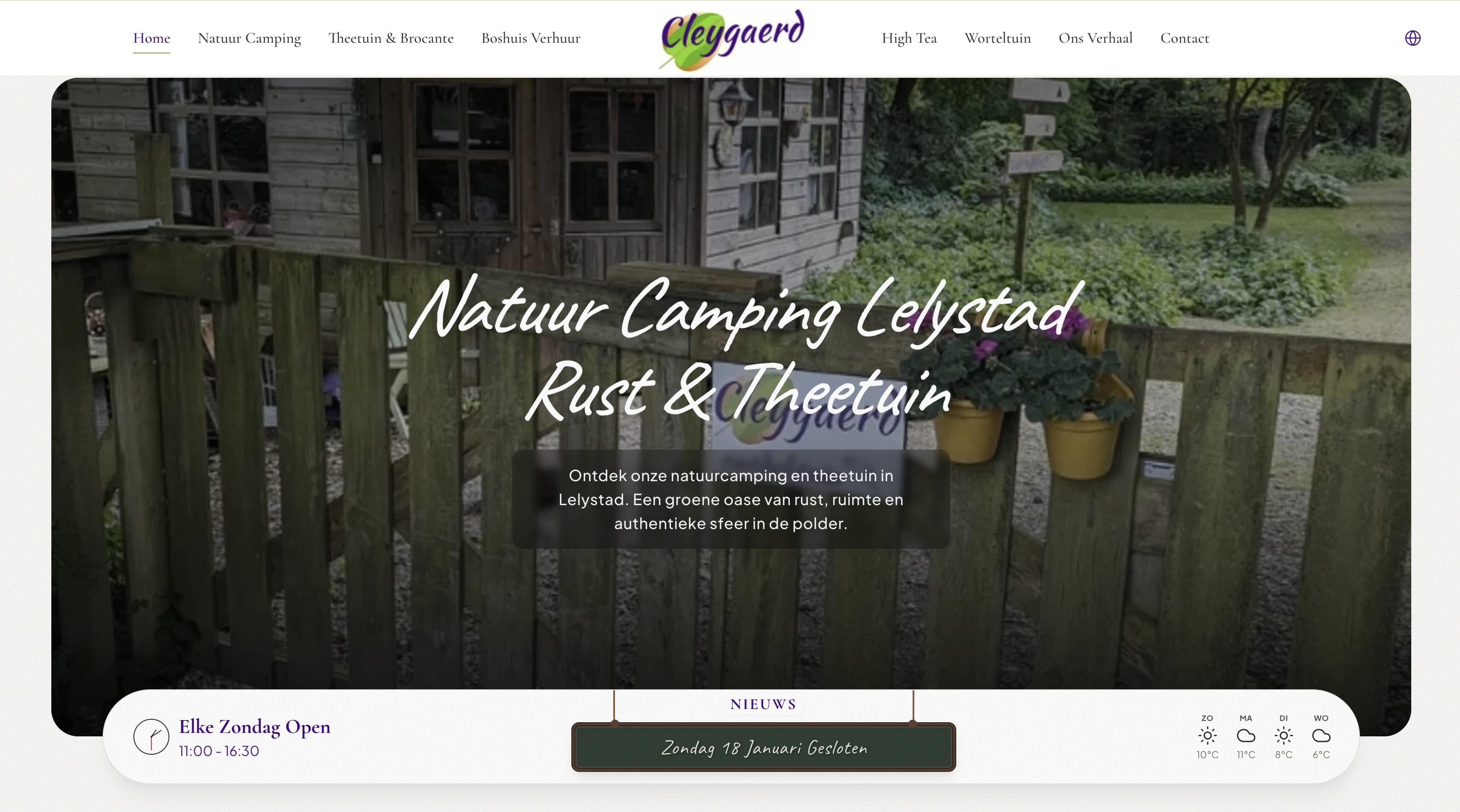 Cleygaerd website screenshot - camping project by Nurani