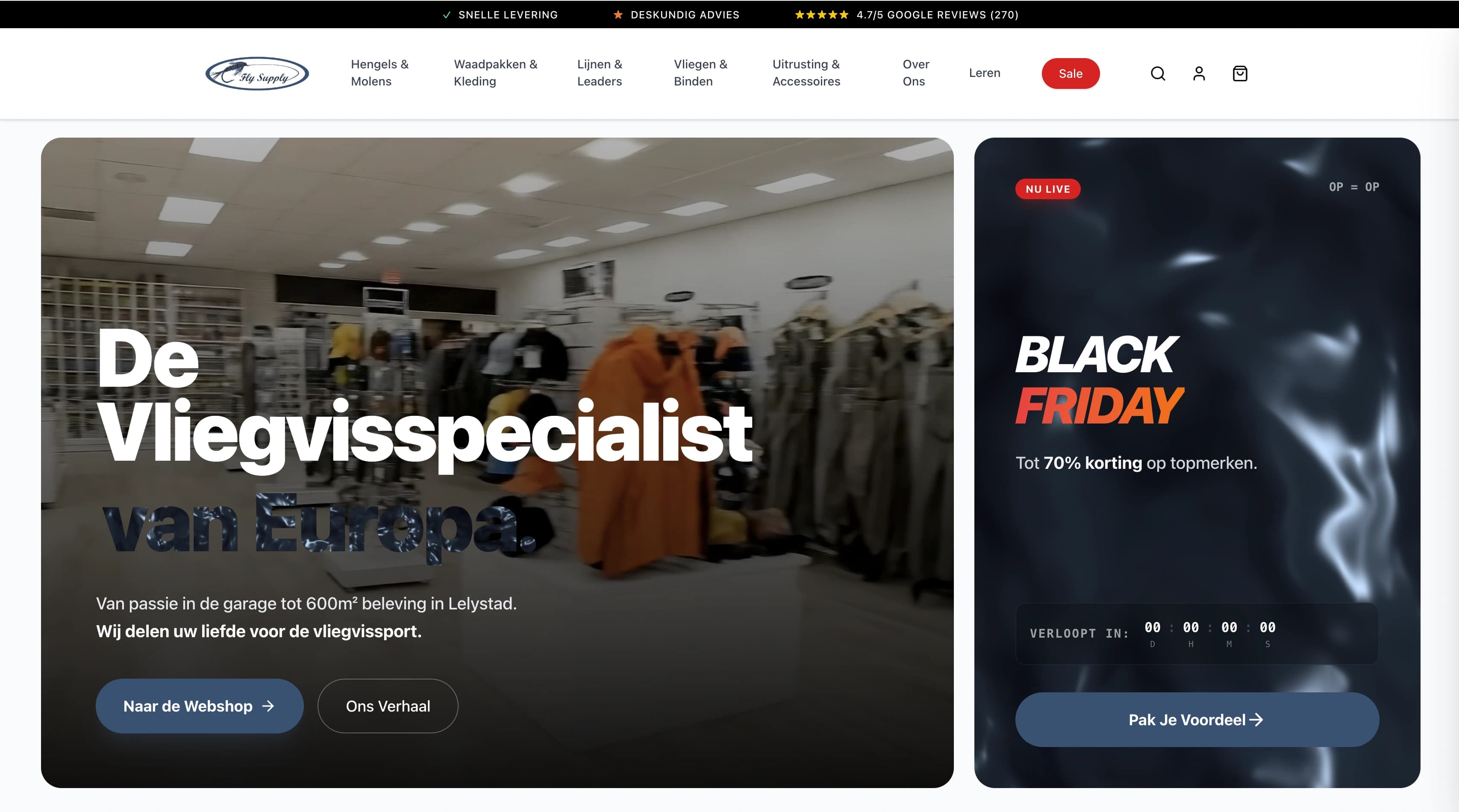 Fly Supply website screenshot - e-commerce project by Nurani