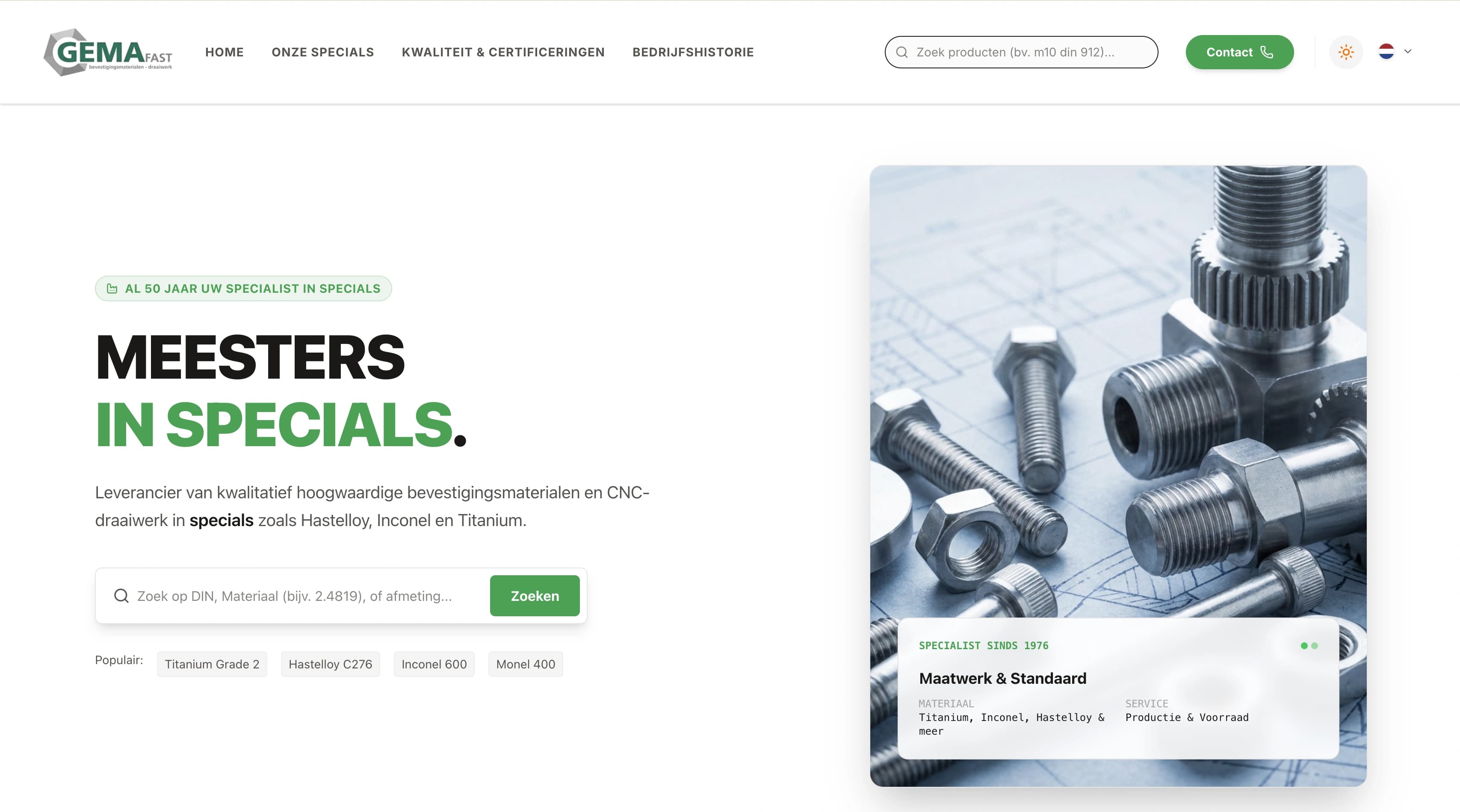 Gema Fast website screenshot - industrial project by Nurani