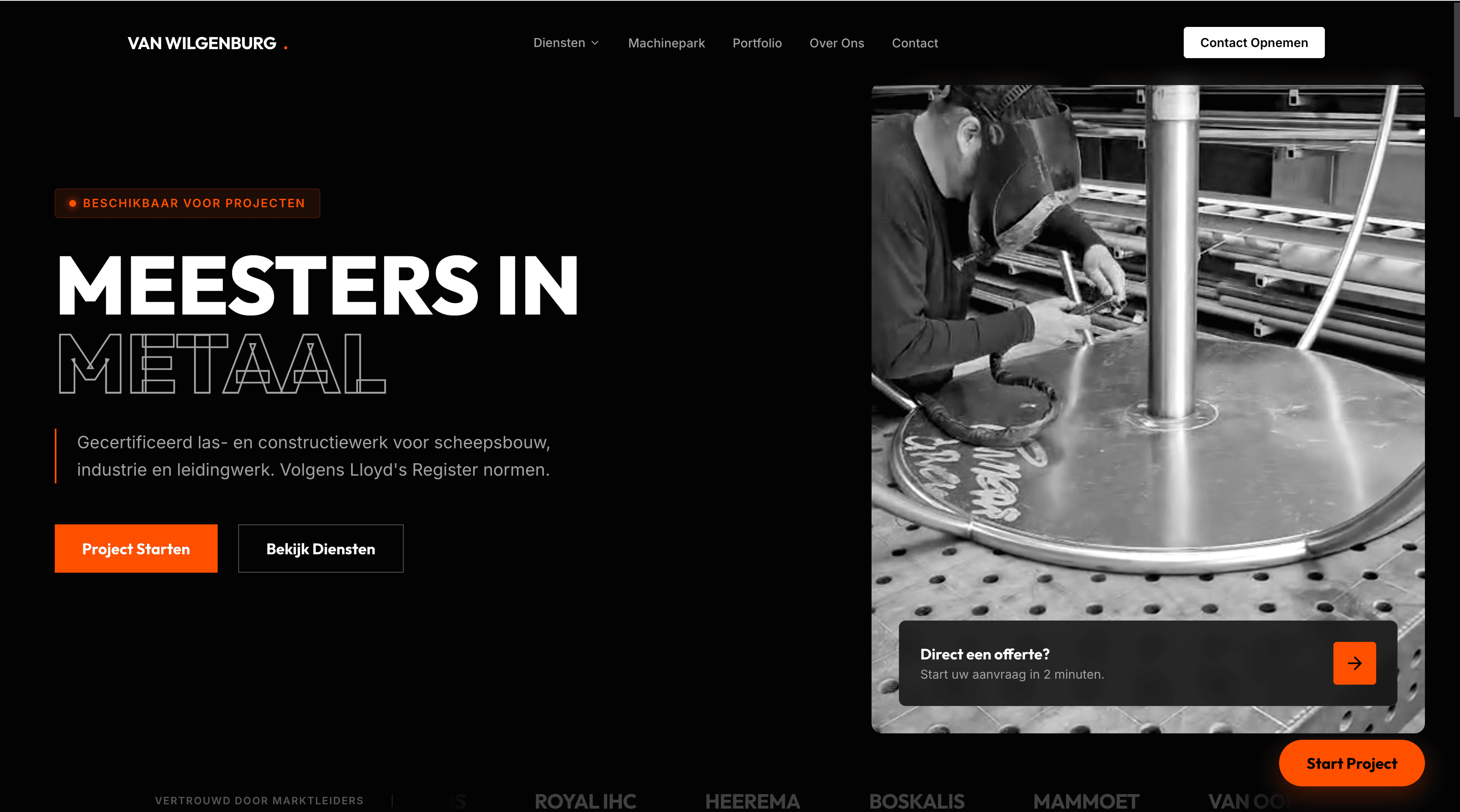 Van Wilgenburg - industrie website designed by Nurani